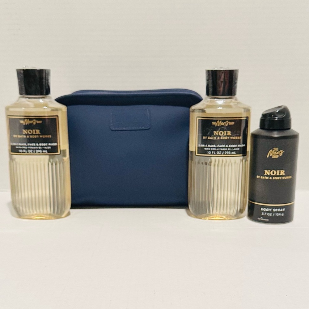 Bath & Body NEW Men’s (2) Noir 3-in-1 Hair,Face & Body Wash, Spray & Navy Dopp